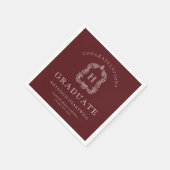 Monogram Wappen Burgundy White Graduation Party Serviette (Ecke)