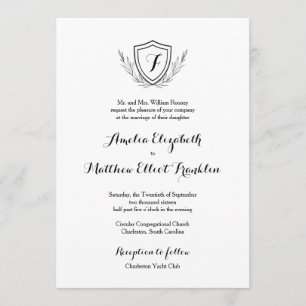 Monogram Wappen Classic Elegant Hochzeit Einladung