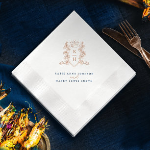Monogram Wappen Crown Rosa Goldhochzeit Serviette