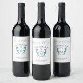 Monogram Wappen Custom Wine Bottle Labels Weinetikett (Flaschen)