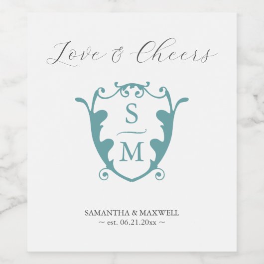 Monogram Wappen Custom Wine Bottle Labels Weinetikett (Einzelnes Label)