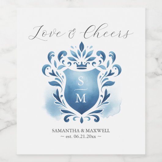 Monogram Wappen Custom Wine Bottle Labels Weinetikett (Einzelnes Label)