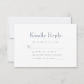 Monogram Wappen Dusty Blue Wedding RSVP Karte (Rückseite)