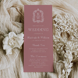 Monogram Wappen Dusty Rose Wedding Programm