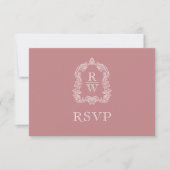 Monogram Wappen Dusty Rose Wedding RSVP Karte (Vorderseite)