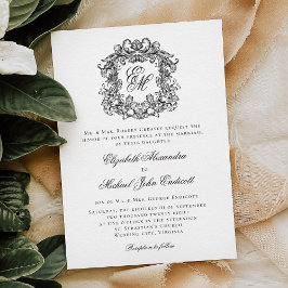 Monogram Wappen Elegant Formal Wedding Einladung