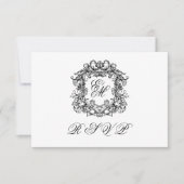 Monogram Wappen Elegant Menu Wedding RSVP Card (Vorderseite)