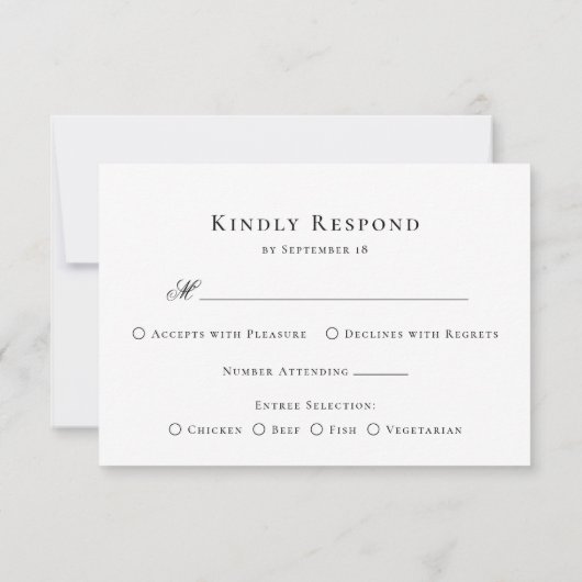 Monogram Wappen Elegant Menu Wedding RSVP Card (Rückseite)