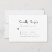 Monogram Wappen Forest Green Wedding RSVP Karte (Rückseite)