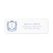 Monogram Wappen French Rose Blue Wedding Address (Vorne)