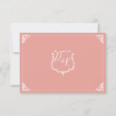 Monogram Wappen Gold Blush Wedding rsvp Karte (Rückseite)