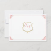 Monogram Wappen Gold Blush Wedding rsvp Karte (Rückseite)