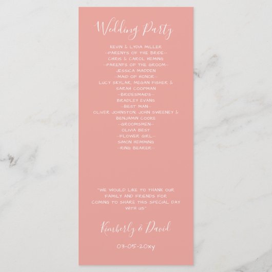 Monogram Wappen Gold Blush Wedelprogramme Programm (Rückseite)