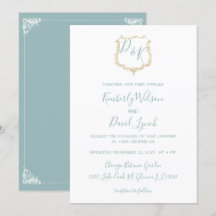 Monogram Wappen Gold Dusty Blue Wedding