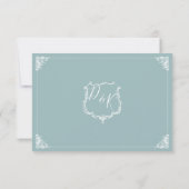 Monogram Wappen Gold Dusty blue Wedding rsvp (Rückseite)