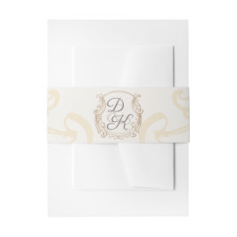 Monogram Wappen Gold Lila Vintage Einladung Einladungsbanderole