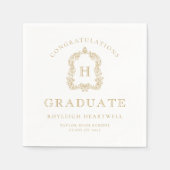 Monogram Wappen Gold White Graduation Party Serviette (Vorderseite)
