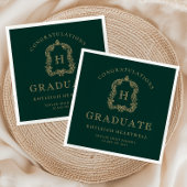 Monogram Wappen Green Gold Graduation Party Serviette