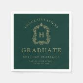 Monogram Wappen Green Gold Graduation Party Serviette (Vorderseite)