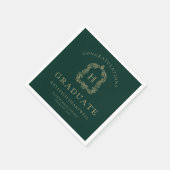 Monogram Wappen Green Gold Graduation Party Serviette (Ecke)