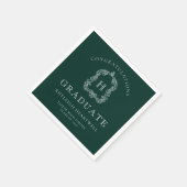 Monogram Wappen Green White Graduation Party Serviette (Ecke)