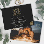 Monogram Wappen Herz Krone Schwarzgoldene Hochzeit Einladung