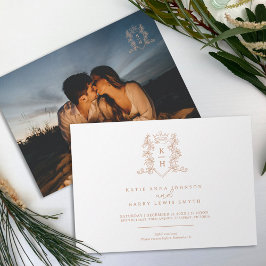 Monogram Wappen Herz Rose Gold Einladung