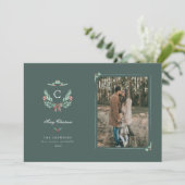 Monogram Wappen Holiday Foto Card Feiertagskarte (Stehend Vorderseite)