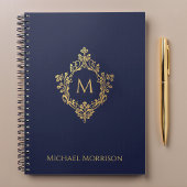Monogram Wappen Navy Blue Imitats Gold Eleganter N Notizblock