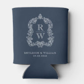 Monogram Wappen Navy Blue Wedding Dosenkühler (Rückseite)