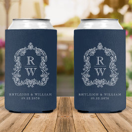 Monogram Wappen Navy Blue Wedding Dosenkühler