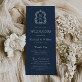 Monogram Wappen Navy Blue Wedding Programm