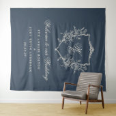 Monogram Wappen Navy Blue Wedding Wandteppich (Beispiel (Horizontal))