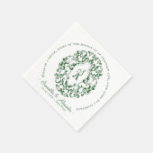 Monogram Wappen Old Print Emerald Green Wedding Serviette (Ecke)