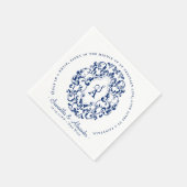 Monogram Wappen Old Print Royal Blue Wedding Serviette (Ecke)
