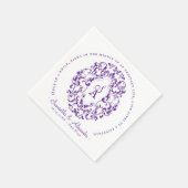 Monogram Wappen Old Print Royal Lila Wedding Serviette (Ecke)