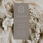 Monogram Wappen Taupe Wedding Programm