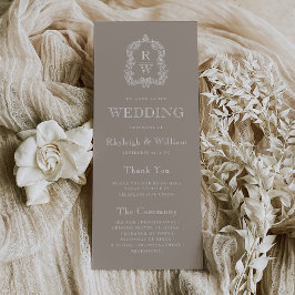 Monogram Wappen Taupe Wedding Programm
