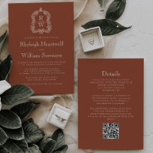 Monogram Wappen Terracotta QR Code Hochzeit
