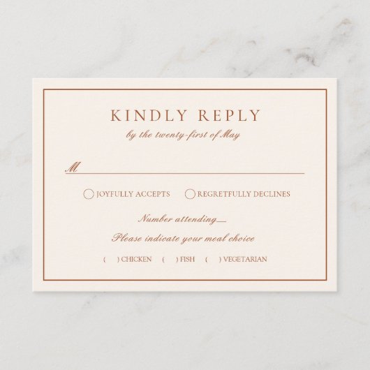 Monogram Wappen Terracotta UAWG Wedding Enclosure Begleitkarte (Vorderseite)