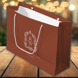 Monogram Wappen Terracotta Wedding Große Geschenktüte