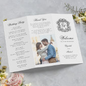 Monogram Wappen Trifold Wedding Foto Program