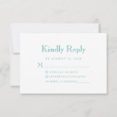 Monogram Wappen Turquoise Wedding RSVP Karte (Rückseite)