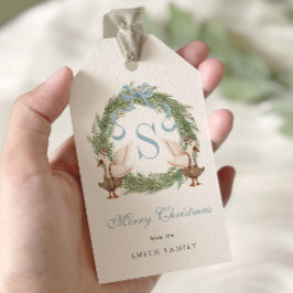 Monogram Wappen Watercolor Verziert Wreath Weihnac Geschenkanhänger