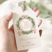 Monogram Wappen Watercolor Verziert Wreath Weihnac Geschenkanhänger