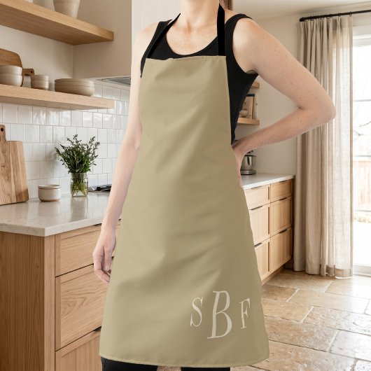 Monogram Warm Beige Boho Neutral Kitchen Gift Schürze