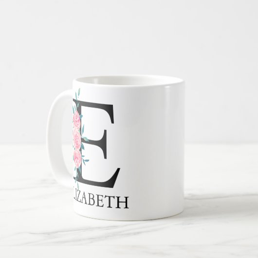 Monogram Wasserfarbe Benutzerdefinierter Single Bu Kaffeetasse (Vorderseite Links)