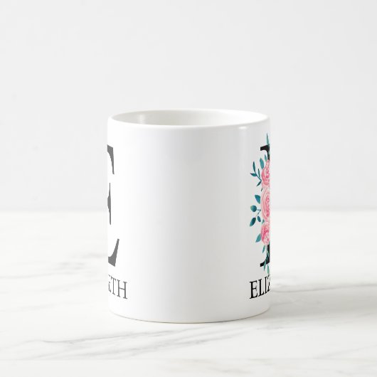 Monogram Wasserfarbe Benutzerdefinierter Single Bu Kaffeetasse (Mittel)