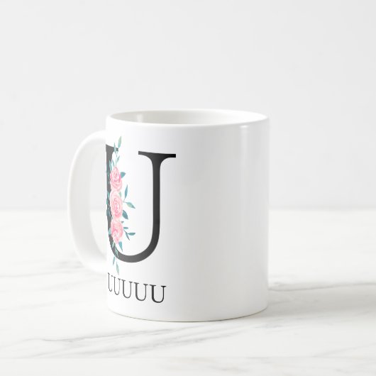 Monogram Wasserfarbe Benutzerdefinierter Single Bu Kaffeetasse (Vorderseite Links)