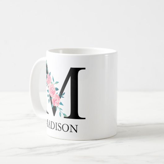 Monogram Wasserfarbe Benutzerdefinierter Single Bu Kaffeetasse (Vorderseite Links)